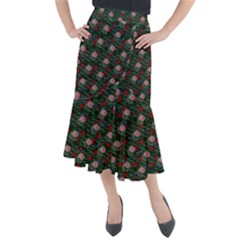 Dark Floral Butterfly Teal Bats Lip Green Midi Mermaid Skirt