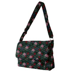 Dark Floral Butterfly Teal Bats Lip Green Full Print Messenger Bag (L)