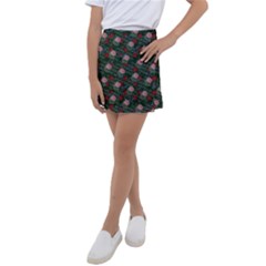 Dark Floral Butterfly Teal Bats Lip Green Kids  Tennis Skirt