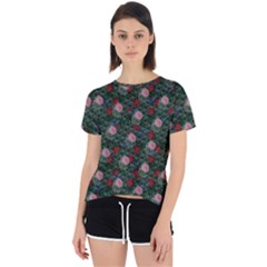 Dark Floral Butterfly Teal Bats Lip Green Open Back Sport Tee by snowwhitegirl