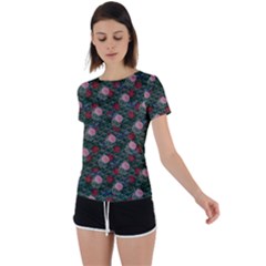 Dark Floral Butterfly Teal Bats Lip Green Back Circle Cutout Sports Tee