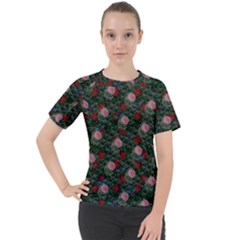 Dark Floral Butterfly Teal Bats Lip Green Women s Sport Raglan Tee