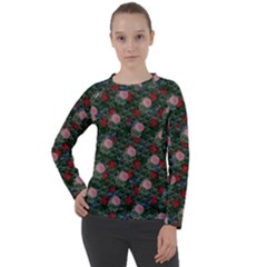 Dark Floral Butterfly Teal Bats Lip Green Women s Long Sleeve Raglan Tee