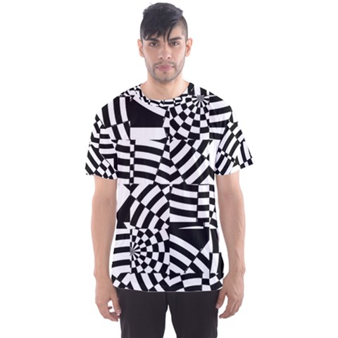 Black And White Crazy Pattern Men s Sports Mesh Tee by Sobalvarro