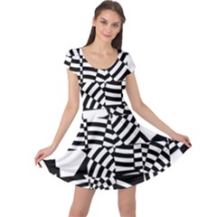 Black And White Crazy Pattern Cap Sleeve Dress by Sobalvarro