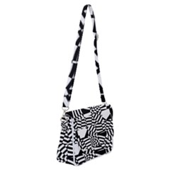 Black And White Crazy Pattern Shoulder Bag With Back Zipper by Sobalvarro