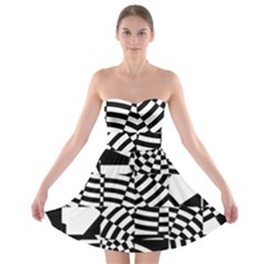 Black And White Crazy Pattern Strapless Bra Top Dress by Sobalvarro