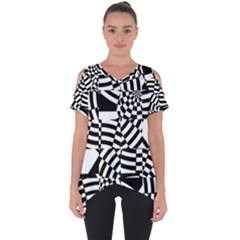 Black And White Crazy Pattern Cut Out Side Drop Tee by Sobalvarro