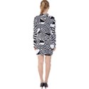 Black And White Crazy Pattern V-neck Bodycon Long Sleeve Dress View2