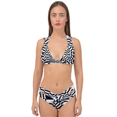 Black And White Crazy Pattern Double Strap Halter Bikini Set by Sobalvarro