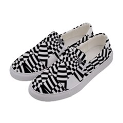 Black And White Crazy Pattern Women s Canvas Slip Ons by Sobalvarro