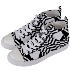 Black And White Crazy Pattern Women s Mid-top Canvas Sneakers by Sobalvarro