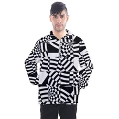 Black And White Crazy Pattern Men s Half Zip Pullover by Sobalvarro