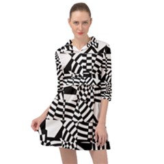 Black And White Crazy Pattern Mini Skater Shirt Dress by Sobalvarro