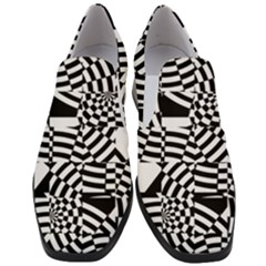 Black And White Crazy Pattern Women Slip On Heel Loafers by Sobalvarro