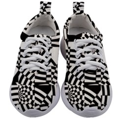 Black And White Crazy Pattern Kids Athletic Shoes by Sobalvarro