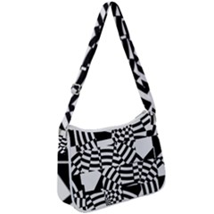 Black And White Crazy Pattern Zip Up Shoulder Bag by Sobalvarro