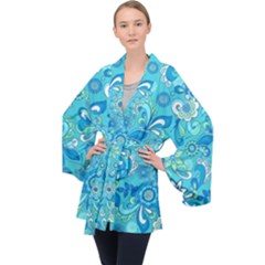 13781110617202508524762092 Funky Floral Seamless Repeat Pattern Vector Illustration 1 Hi Long Sleeve Velvet Kimono 