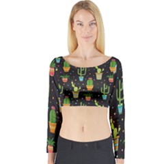 Succulent And Cacti Long Sleeve Crop Top by ionia