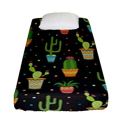 Succulent And Cacti Fitted Sheet (single Size) by ionia