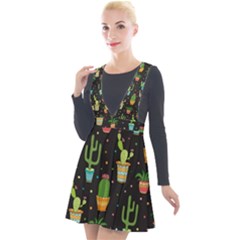Succulent And Cacti Plunge Pinafore Velour Dress by ionia