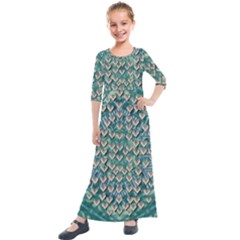 Heavy Metal Hearts And Belive In Sweet Love Kids  Quarter Sleeve Maxi Dress by pepitasart