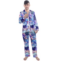 Flowers Men s Satin Pajamas Long Pants Set by Sparkle