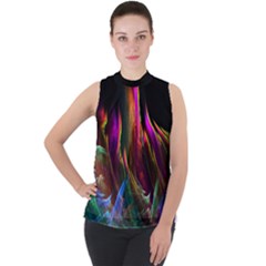 Ghost Gear   Fire Of Desire   Mock Neck Chiffon Sleeveless Top