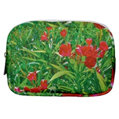 Red Flowers And Green Plants At Outdoor Garden Make Up Pouch (small) by dflcprintsclothing