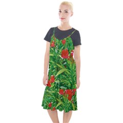 Red Flowers And Green Plants At Outdoor Garden Camis Fishtail Dress by dflcprintsclothing