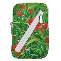 Red Flowers And Green Plants At Outdoor Garden Belt Pouch Bag (small) by dflcprintsclothing