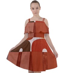 Sophie Taeuber Arp, Composition à Motifs D arceaux Ou Composition Horizontale Verticale Cut Out Shoulders Chiffon Dress