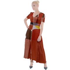 Sophie Taeuber Arp, Composition À Motifs D arceaux Ou Composition Horizontale Verticale Button Up Short Sleeve Maxi Dress