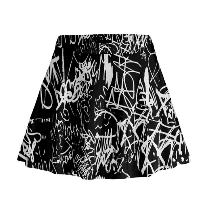 Graffiti Abstract Collage Print Pattern Mini Flare Skirt