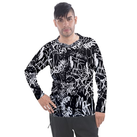 Graffiti Abstract Collage Print Pattern Men s Pique Long Sleeve Tee by dflcprintsclothing