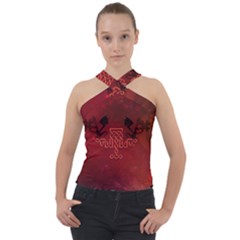 Decorative Celtic Knot With Dragon Cross Neck Velour Top by FantasyWorld7