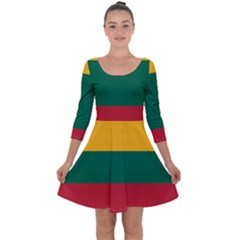 Lithuania Flag Quarter Sleeve Skater Dress by FlagGallery