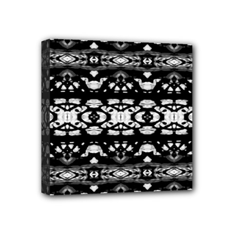 Black And White Modern Ornate Stripes Design Mini Canvas 4  X 4  (stretched) by dflcprintsclothing