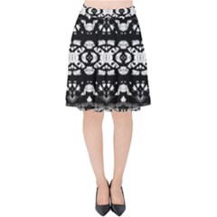 Black And White Modern Ornate Stripes Design Velvet High Waist Skirt by dflcprintsclothing