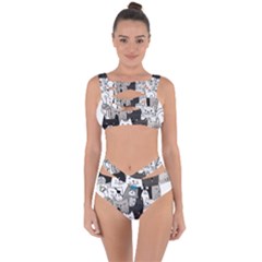 Cute Cat Hand Drawn Cartoon Style Bandaged Up Bikini Set  by Vaneshart