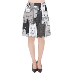 Cute Cat Hand Drawn Cartoon Style Velvet High Waist Skirt by Vaneshart