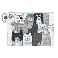 Cute Cat Hand Drawn Cartoon Style Canvas Cosmetic Bag (xl) by Vaneshart