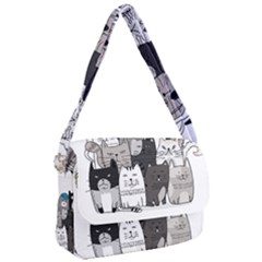 Cute Cat Hand Drawn Cartoon Style Courier Bag by Vaneshart
