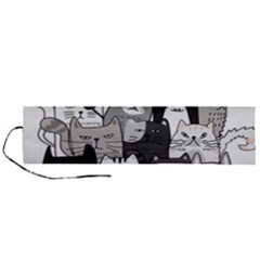 Cute Cat Hand Drawn Cartoon Style Roll Up Canvas Pencil Holder (l) by Vaneshart