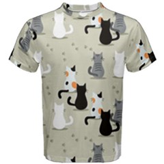 Cute Cat Seamless Pattern Men s Cotton Tee