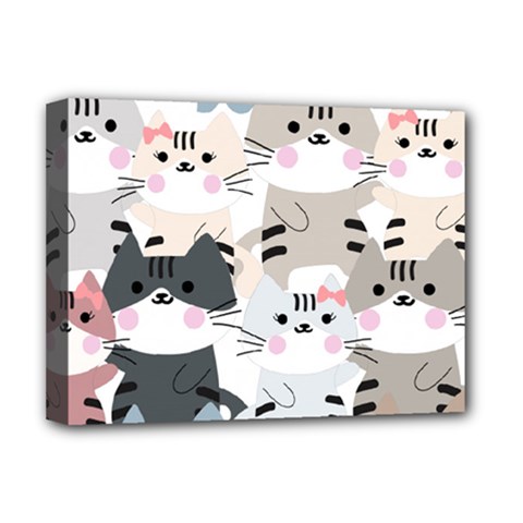 Cute Cat Couple Seamless Pattern Cartoon Deluxe Canvas 16  X 12  (stretched) 