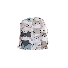 Cute Cat Couple Seamless Pattern Cartoon Drawstring Pouch (small)