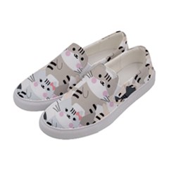 Cute Cat Couple Seamless Pattern Cartoon Women s Canvas Slip Ons