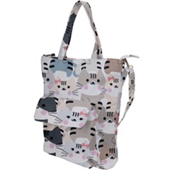 Cute Cat Couple Seamless Pattern Cartoon Shoulder Tote Bag by Vaneshart