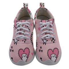Cartoon Cute Valentines Day Doodle Heart Love Flower Seamless Pattern Vector Women Athletic Shoes